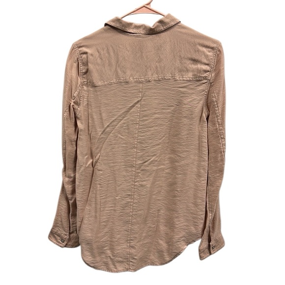 Calvin Klein Jeans Dusty Rose Button Down‎ Roll Tab Long Sleeve Blouse Womens S - Picture 10 of 11